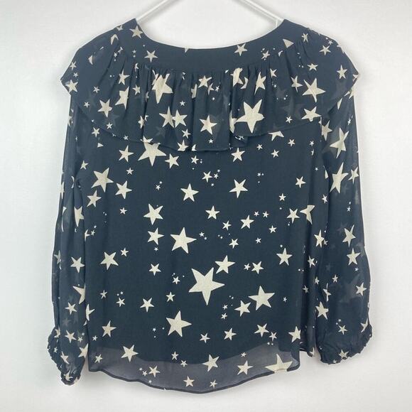 FARM RIO Stardust Blouse Sheer Ruffle Neck - Size S - Picture 9 of 9